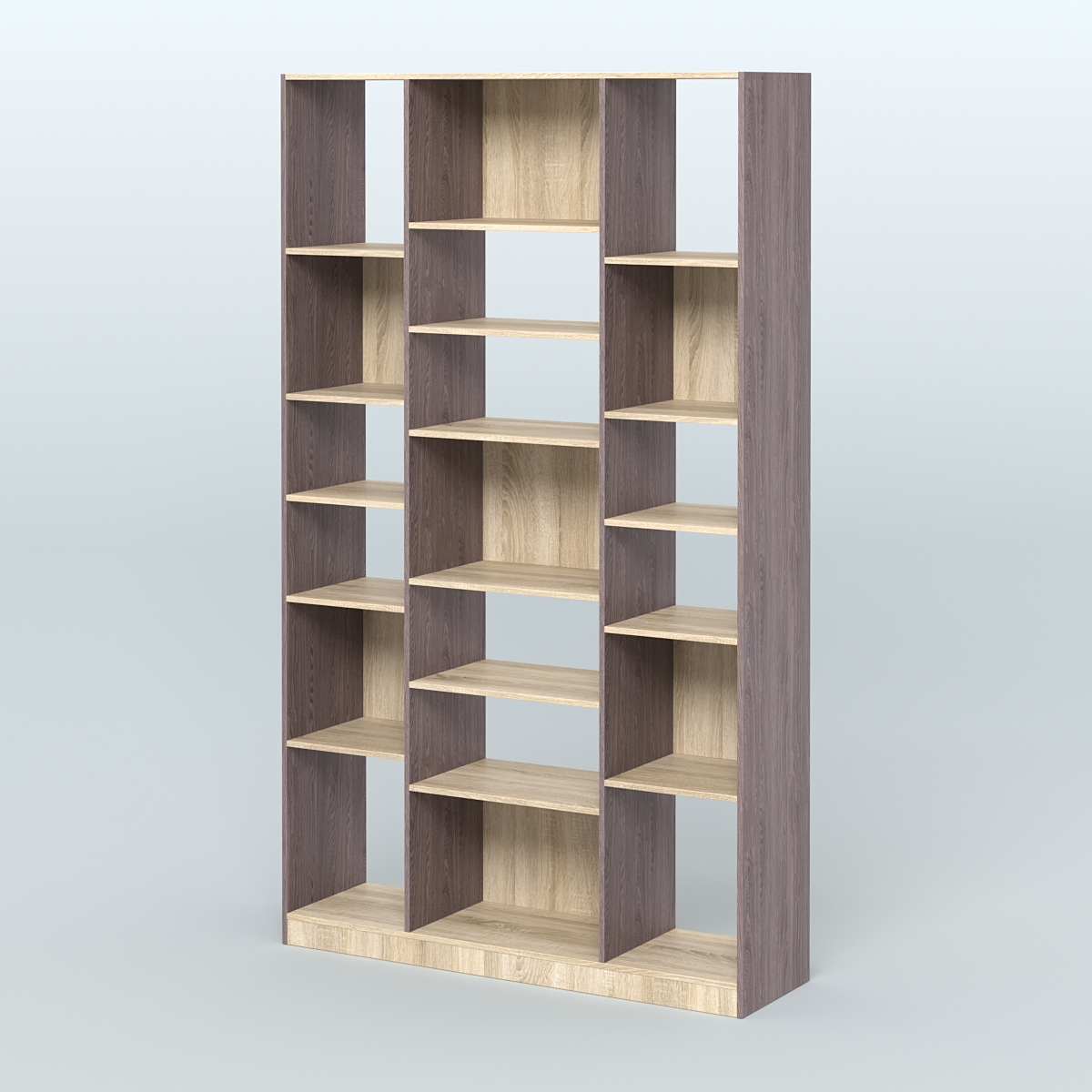 Стеллаж из ДСП серии ЛОФТ №12-2 с полками ДСП Ясень Анкор темный и Дуб Сонома