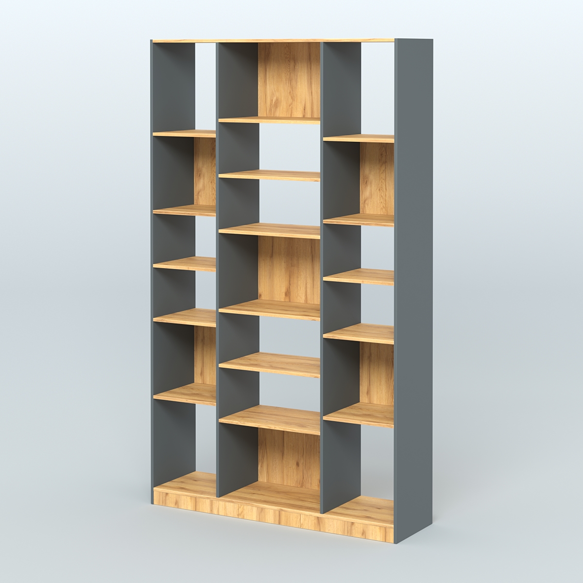 Стеллаж из ДСП серии ЛОФТ №12-2 с полками ДСП Темно-Серый  + Дуб Золотистый