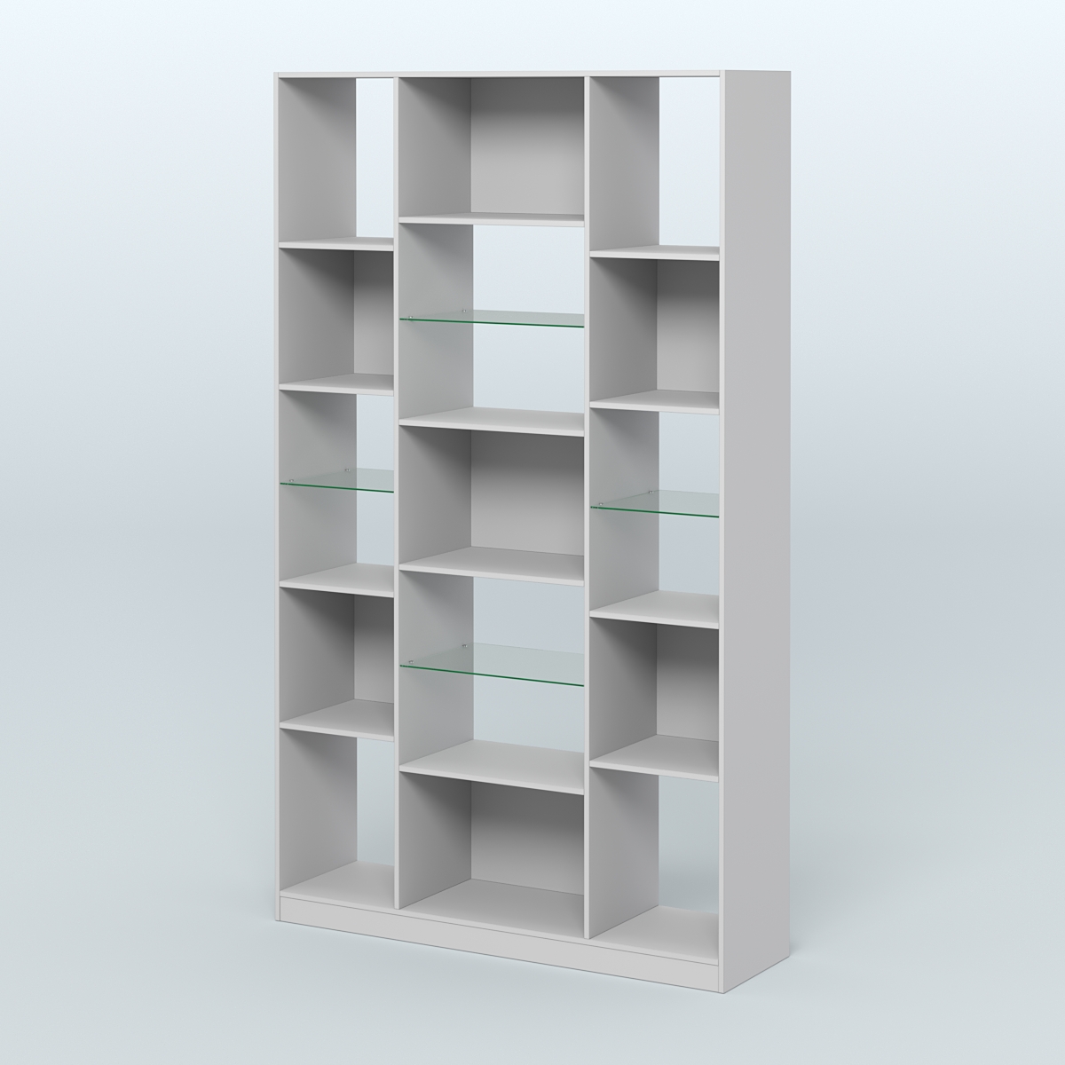 Стеллаж из ДСП серии ЛОФТ №12-3 с полками стекло 5 мм Серый