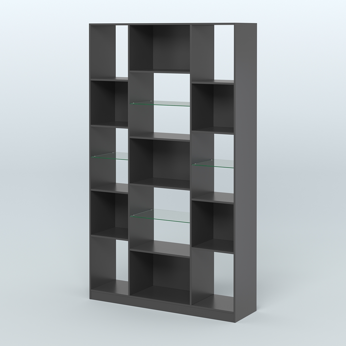 Стеллаж из ДСП серии ЛОФТ №12-3 с полками стекло 5 мм Черный