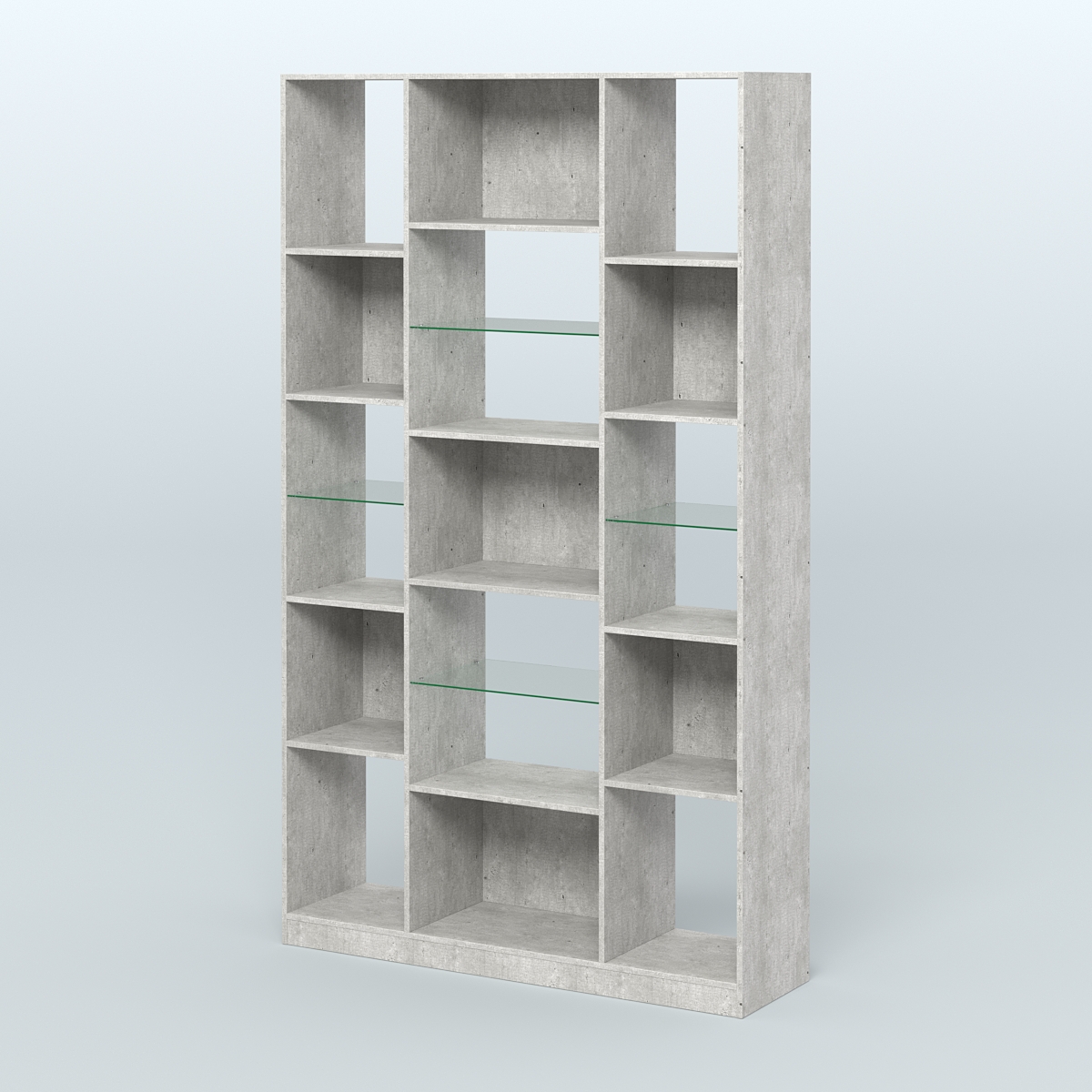 Стеллаж из ДСП серии ЛОФТ №12-3 с полками стекло 5 мм Метрополитан Грей