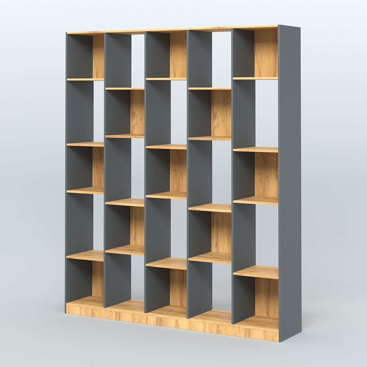 Стеллаж из ДСП серии ЛОФТ №13-1 Темно-Серый  + Дуб Золотистый