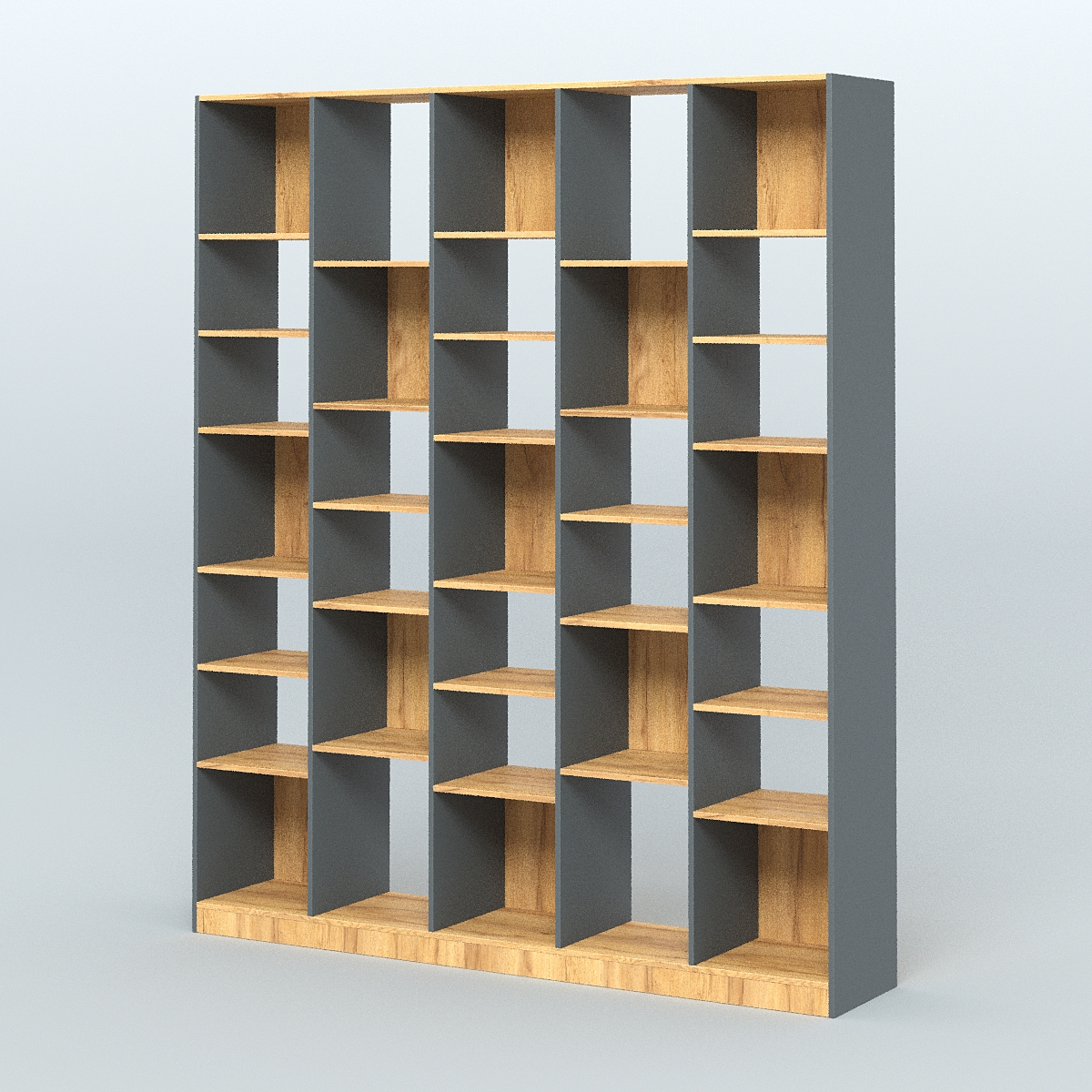 Стеллаж из ДСП серии ЛОФТ №13-2 с полками ДСП Темно-Серый  + Дуб Золотистый