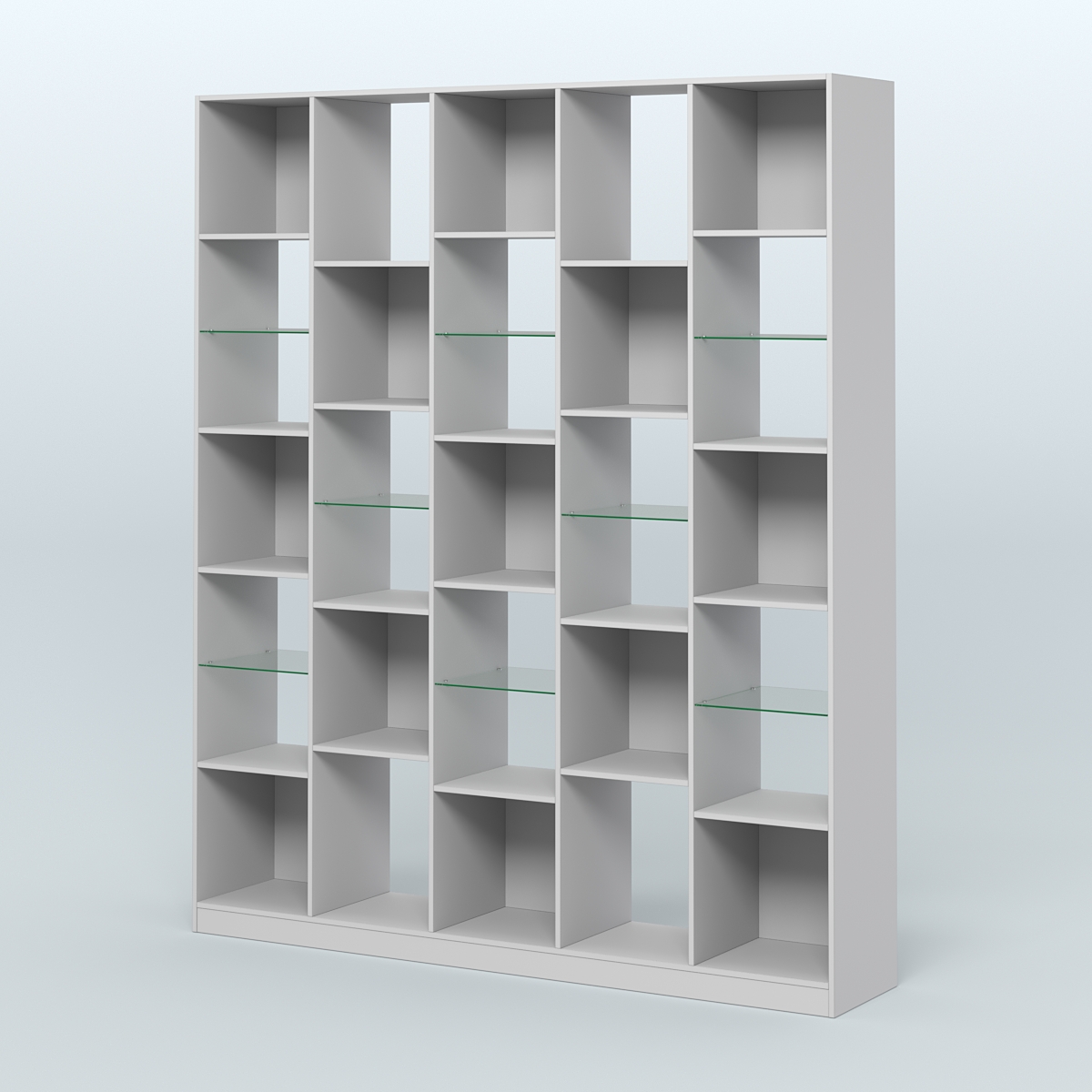 Стеллаж из ДСП серии ЛОФТ №13-3 с полками стекло 5 мм Серый