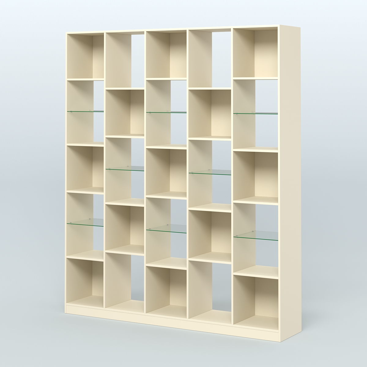 Стеллаж из ДСП серии ЛОФТ №13-3 с полками стекло 5 мм Крем Вайс