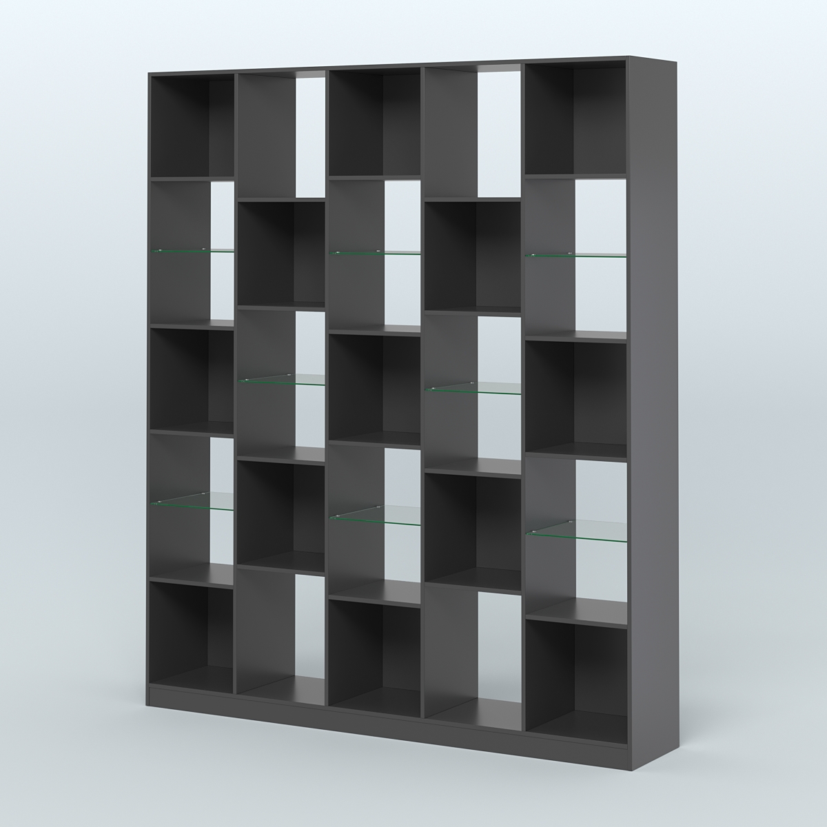 Стеллаж из ДСП серии ЛОФТ №13-3 с полками стекло 5 мм Черный