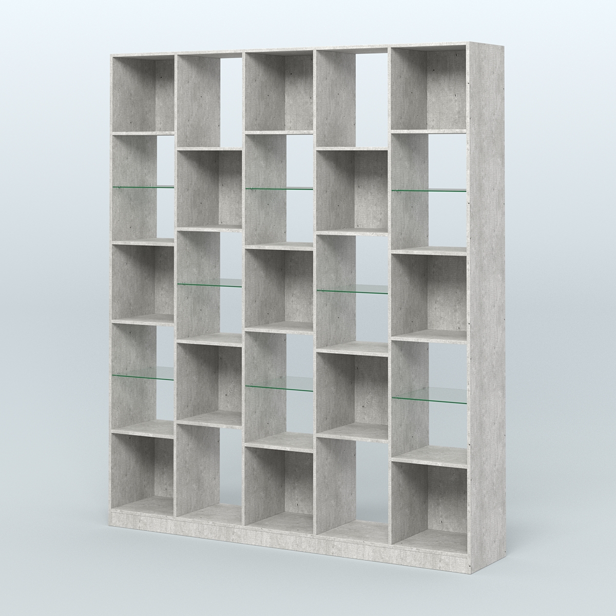 Стеллаж из ДСП серии ЛОФТ №13-3 с полками стекло 5 мм Метрополитан Грей