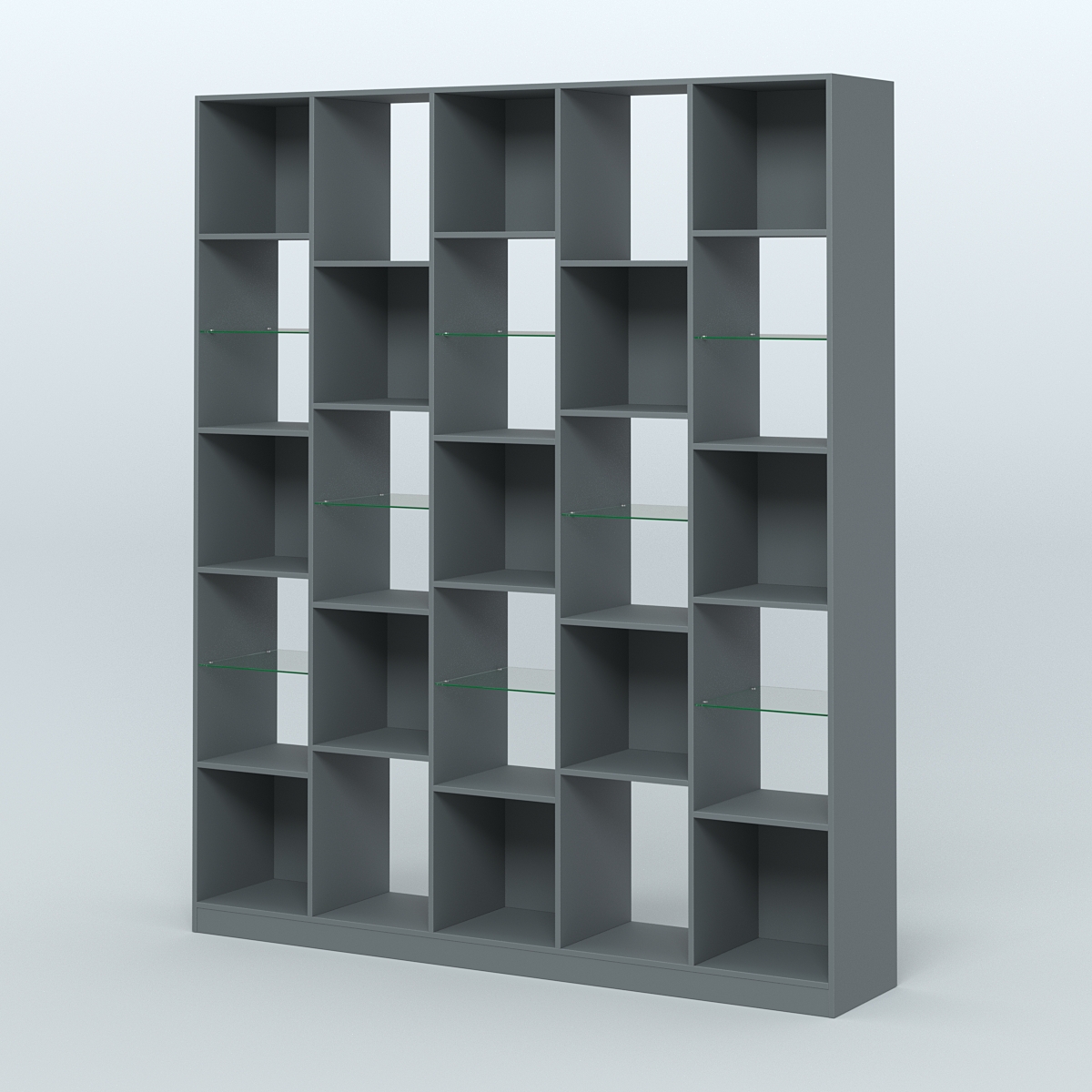 Стеллаж из ДСП серии ЛОФТ №13-3 с полками стекло 5 мм Темно-Серый