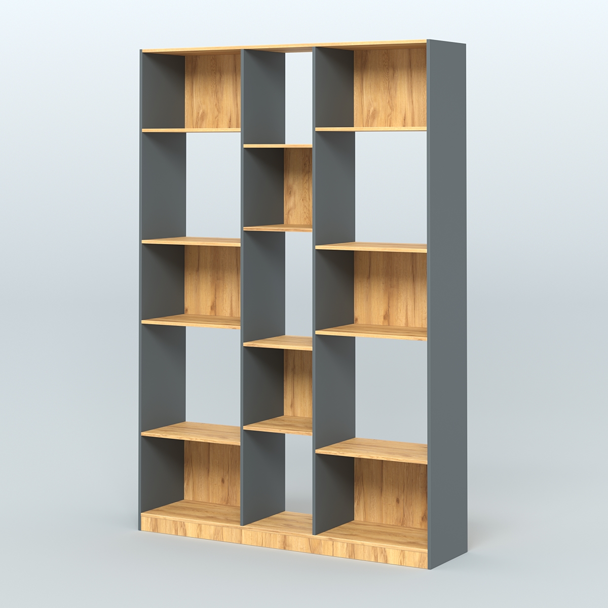 Стеллаж из ДСП серии ЛОФТ №14-1 Темно-Серый  + Дуб Золотистый