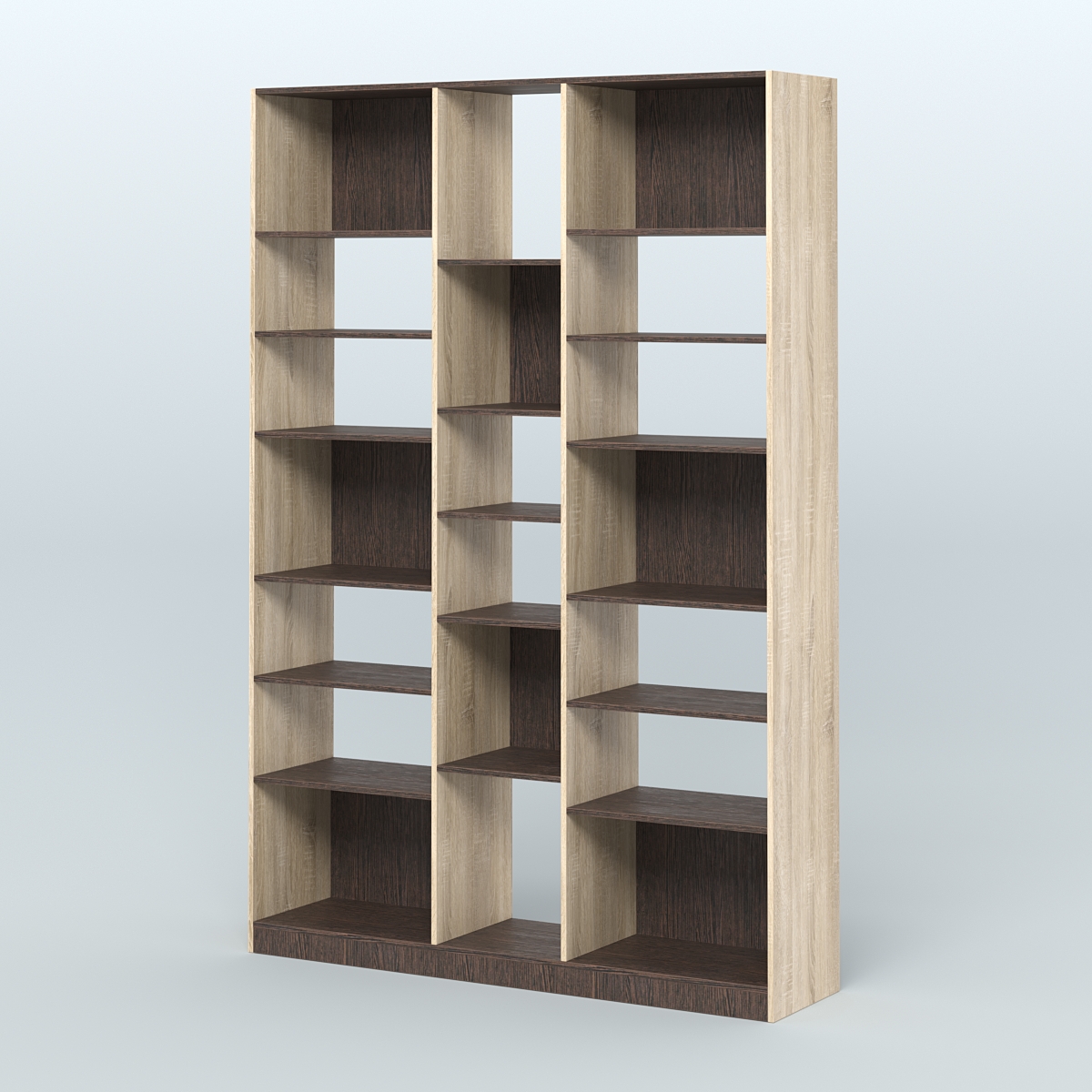 Стеллаж из ДСП серии ЛОФТ №14-2 с полками ДСП Дуб Сонома + Дуб Венге