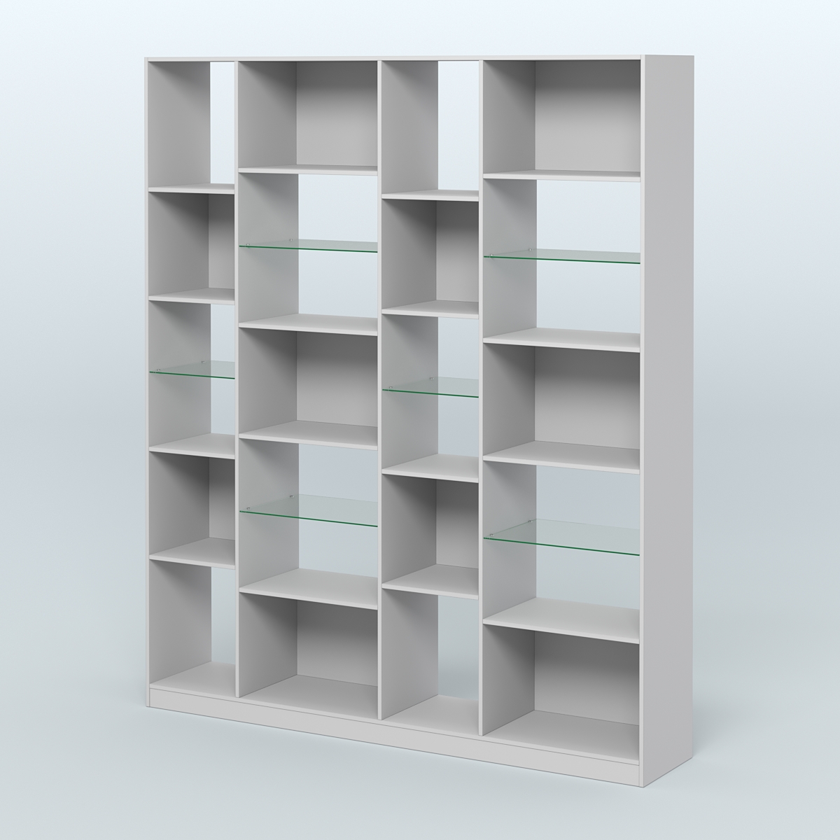 Стеллаж из ДСП серии ЛОФТ №15-3 с полками стекло 5 мм Серый