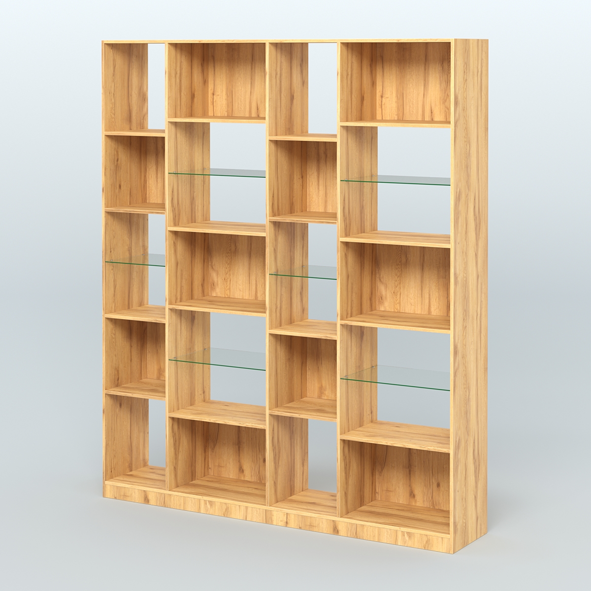 Стеллаж из ДСП серии ЛОФТ №15-3 с полками стекло 5 мм Дуб Золотистый