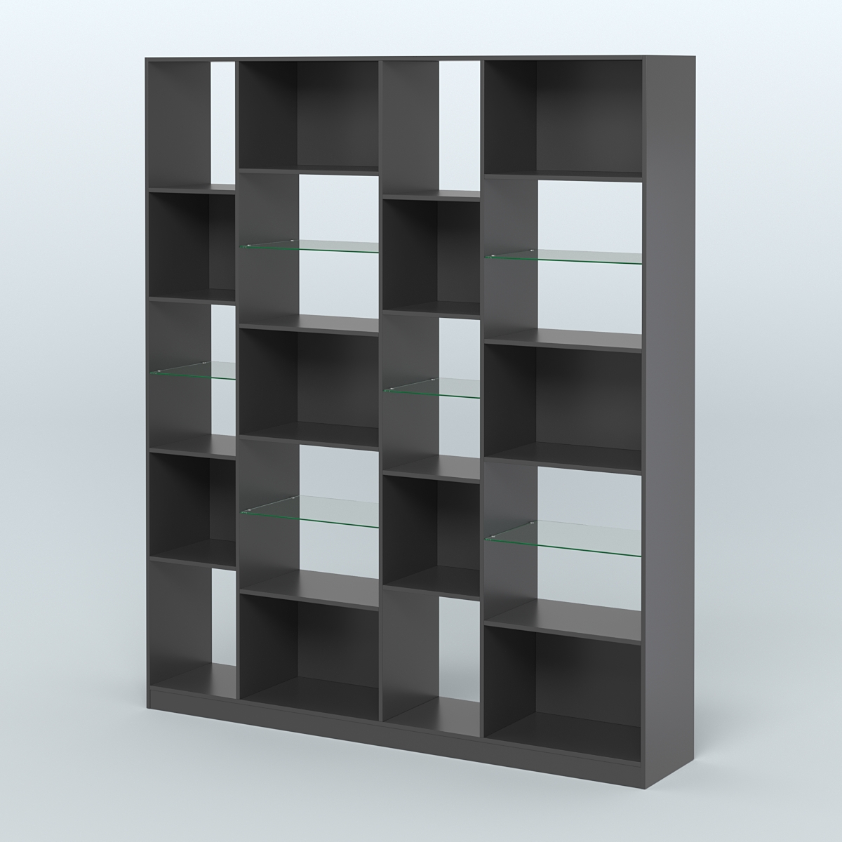 Стеллаж из ДСП серии ЛОФТ №15-3 с полками стекло 5 мм Черный