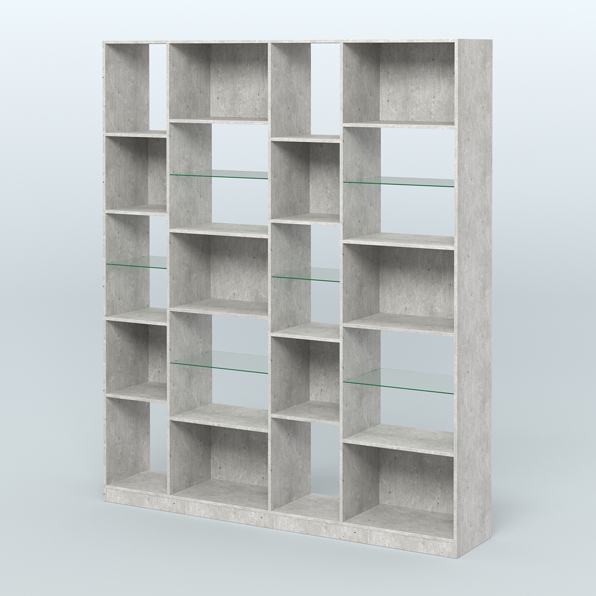 Стеллаж из ДСП серии ЛОФТ №15-3 с полками стекло 5 мм Метрополитан Грей