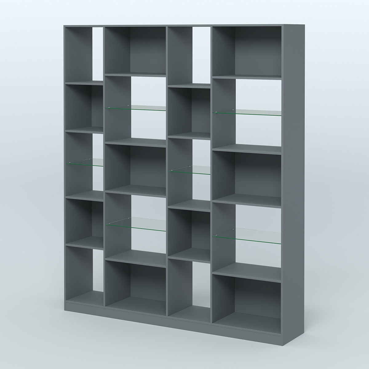 Стеллаж из ДСП серии ЛОФТ №15-3 с полками стекло 5 мм Темно-Серый