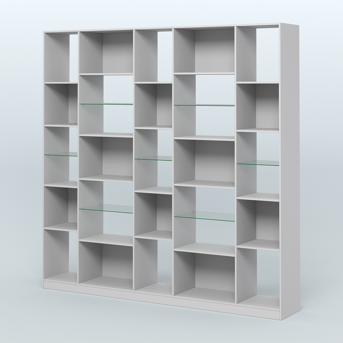 Стеллаж из ДСП серии ЛОФТ №17-3 с полками стекло 5 мм Серый