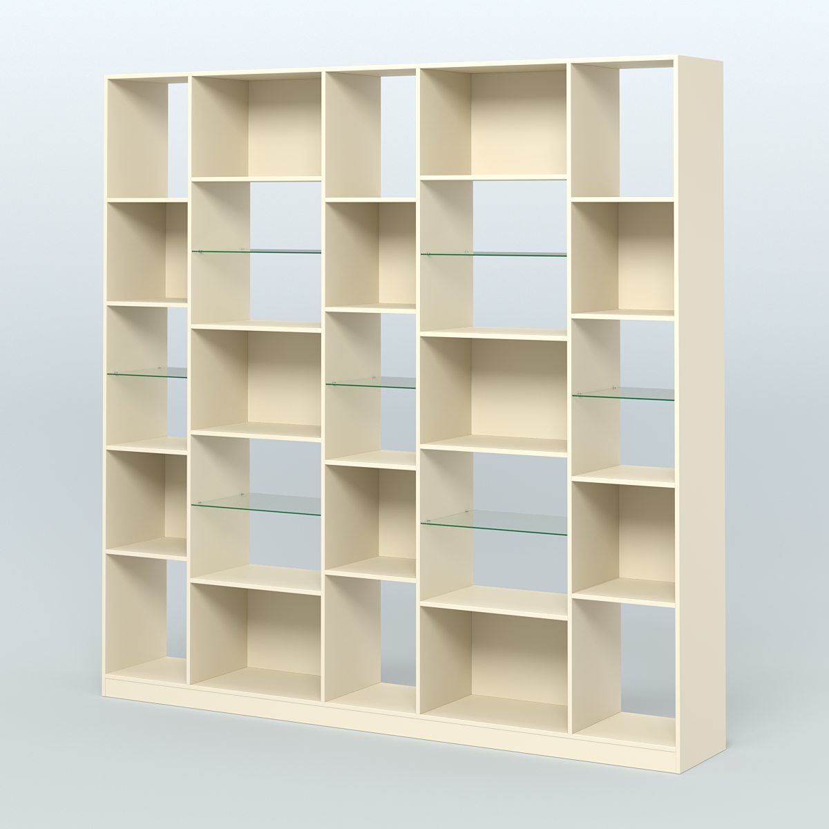 Стеллаж из ДСП серии ЛОФТ №17-3 с полками стекло 5 мм Крем Вайс