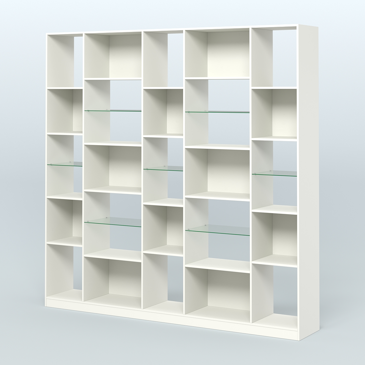 Стеллаж из ДСП серии ЛОФТ №17-3 с полками стекло 5 мм Белый