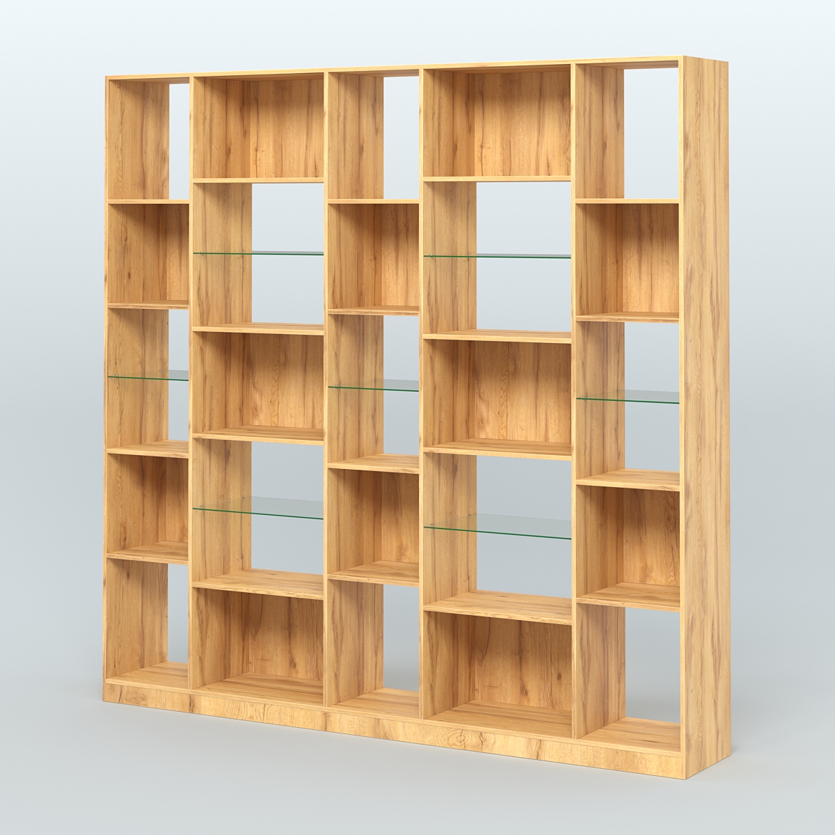 Стеллаж из ДСП серии ЛОФТ №17-3 с полками стекло 5 мм Дуб Золотистый