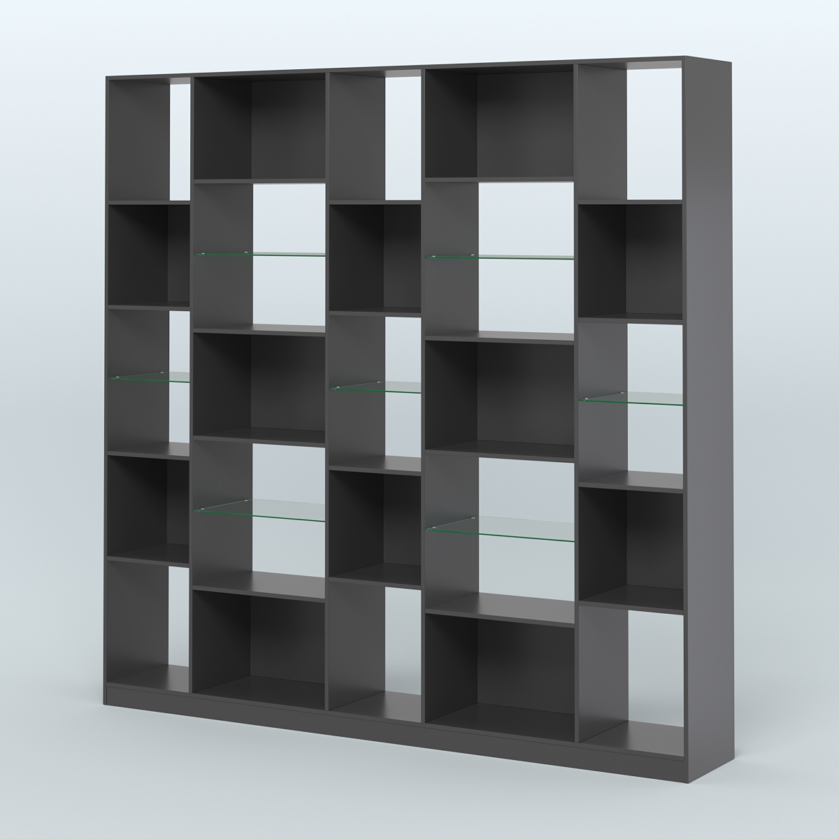 Стеллаж из ДСП серии ЛОФТ №17-3 с полками стекло 5 мм Черный