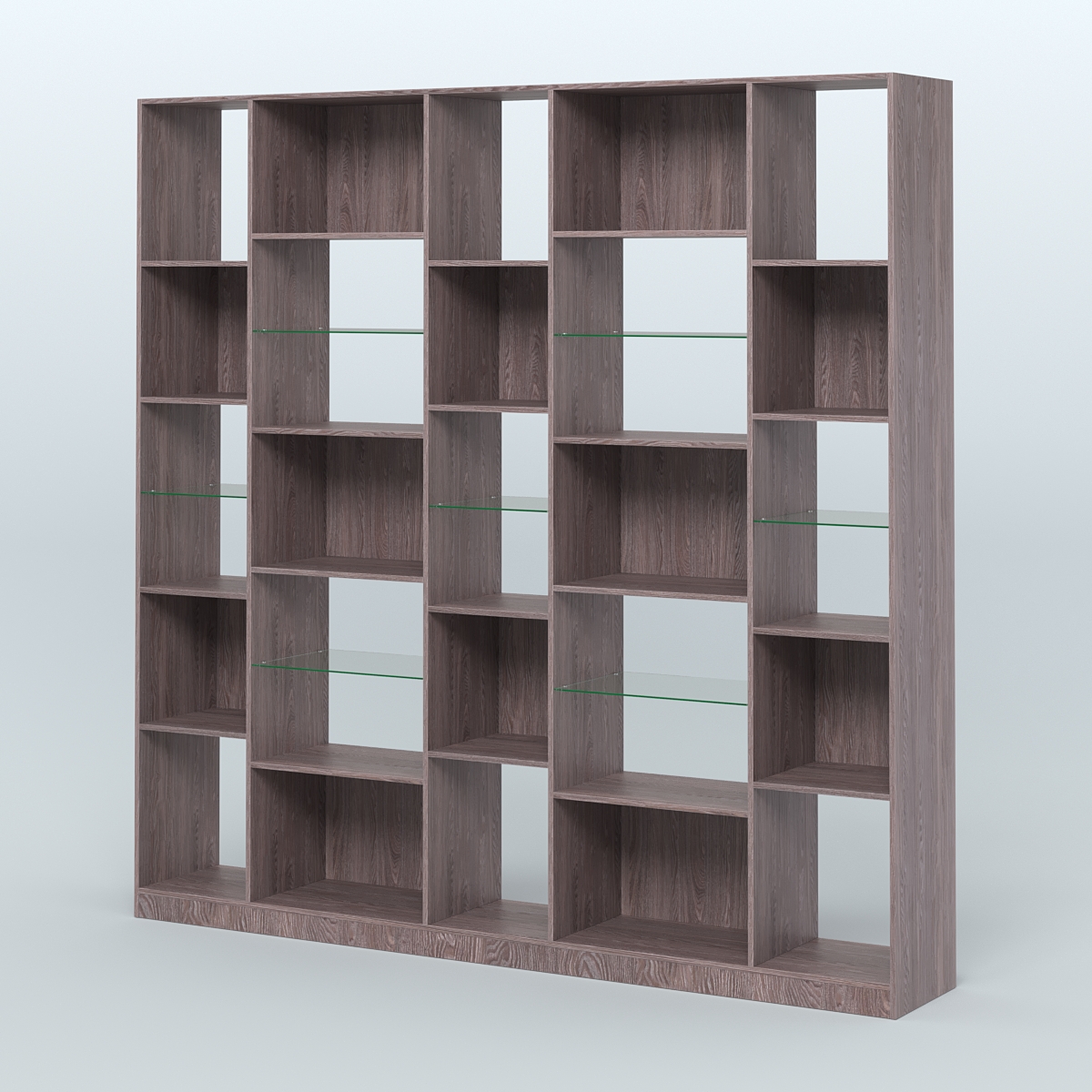 Стеллаж из ДСП серии ЛОФТ №17-3 с полками стекло 5 мм Ясень Анкор темный