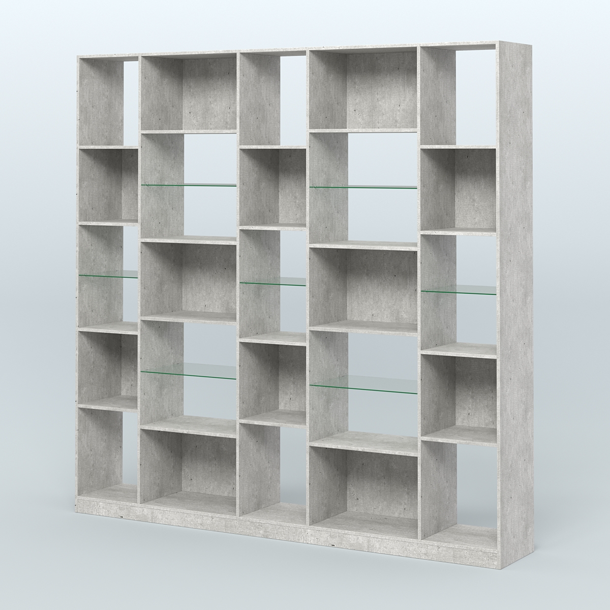 Стеллаж из ДСП серии ЛОФТ №17-3 с полками стекло 5 мм Метрополитан Грей