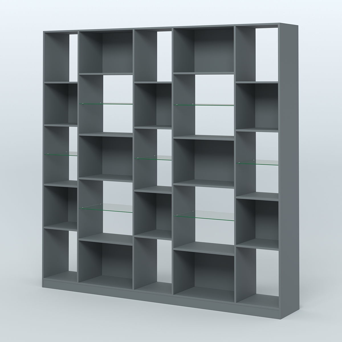 Стеллаж из ДСП серии ЛОФТ №17-3 с полками стекло 5 мм Темно-Серый