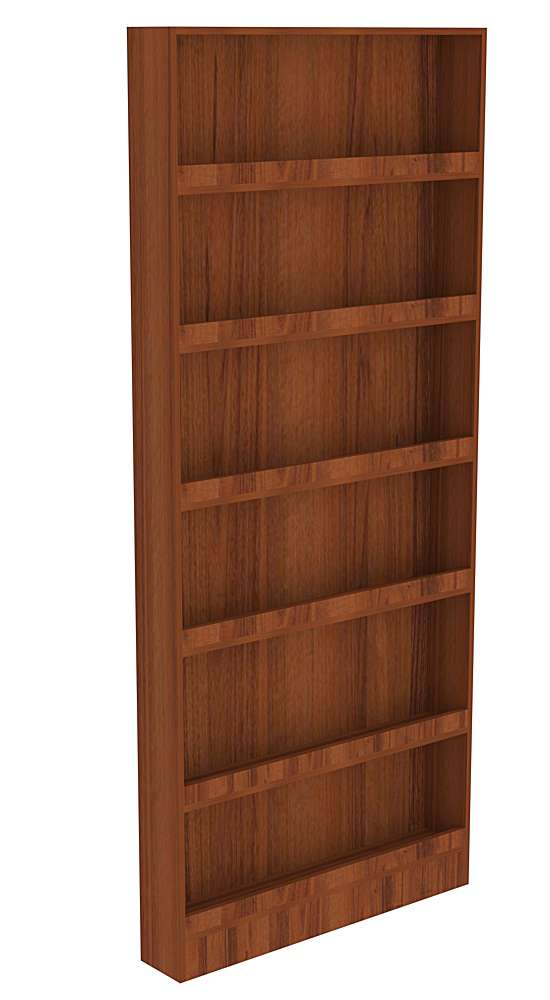 Узкий стеллаж 150 мм из ДСП №1-150 с 6-тью полками с бортиками серии Эконом (2100х900х150) Орех