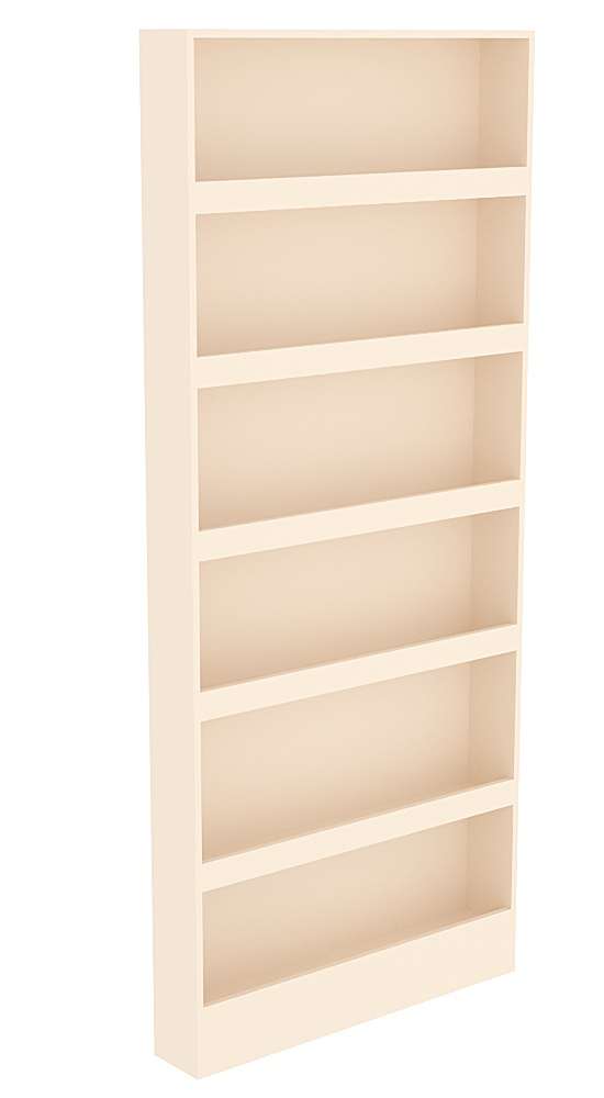 Узкий стеллаж 150 мм из ДСП №1-150 с 6-тью полками с бортиками серии Эконом (2100х900х150) Крем Вайс