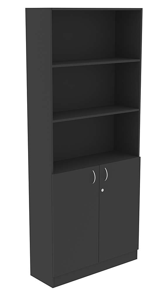 Стеллаж из ДСП серии Эконом №1-300 с дверками 810 мм Черный