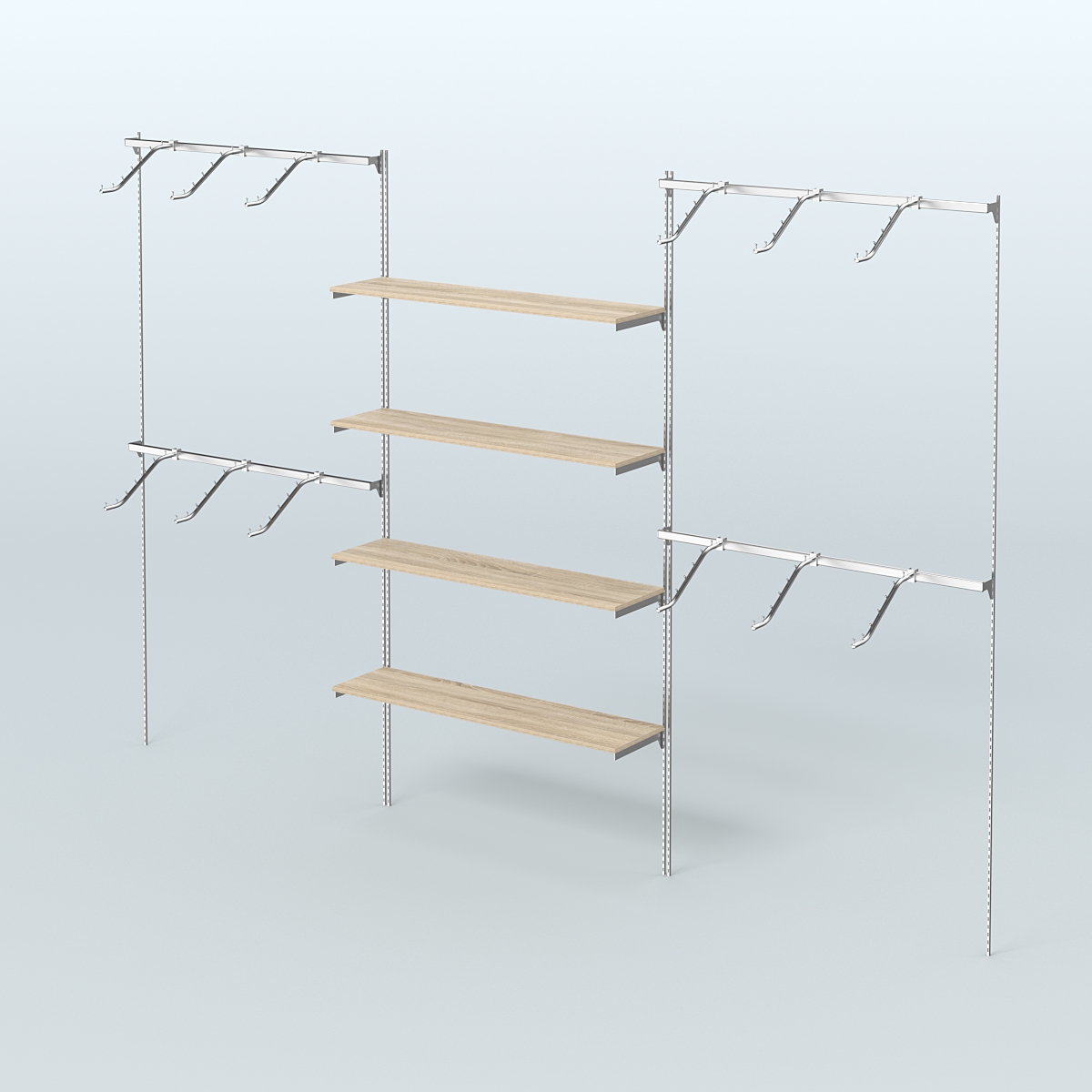 Neo Fix №3 с полками из ДСП и поручнями из хрома (3600 мм) Дуб Сонома