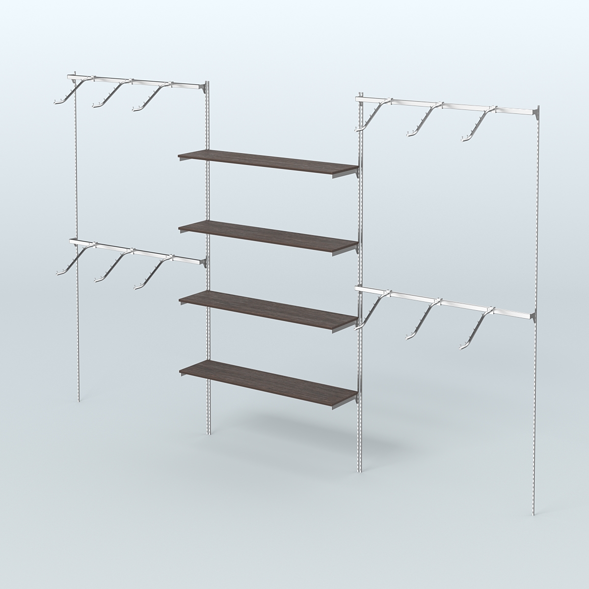 Neo Fix №3 с полками из ДСП и поручнями из хрома (3600 мм) Дуб Венге