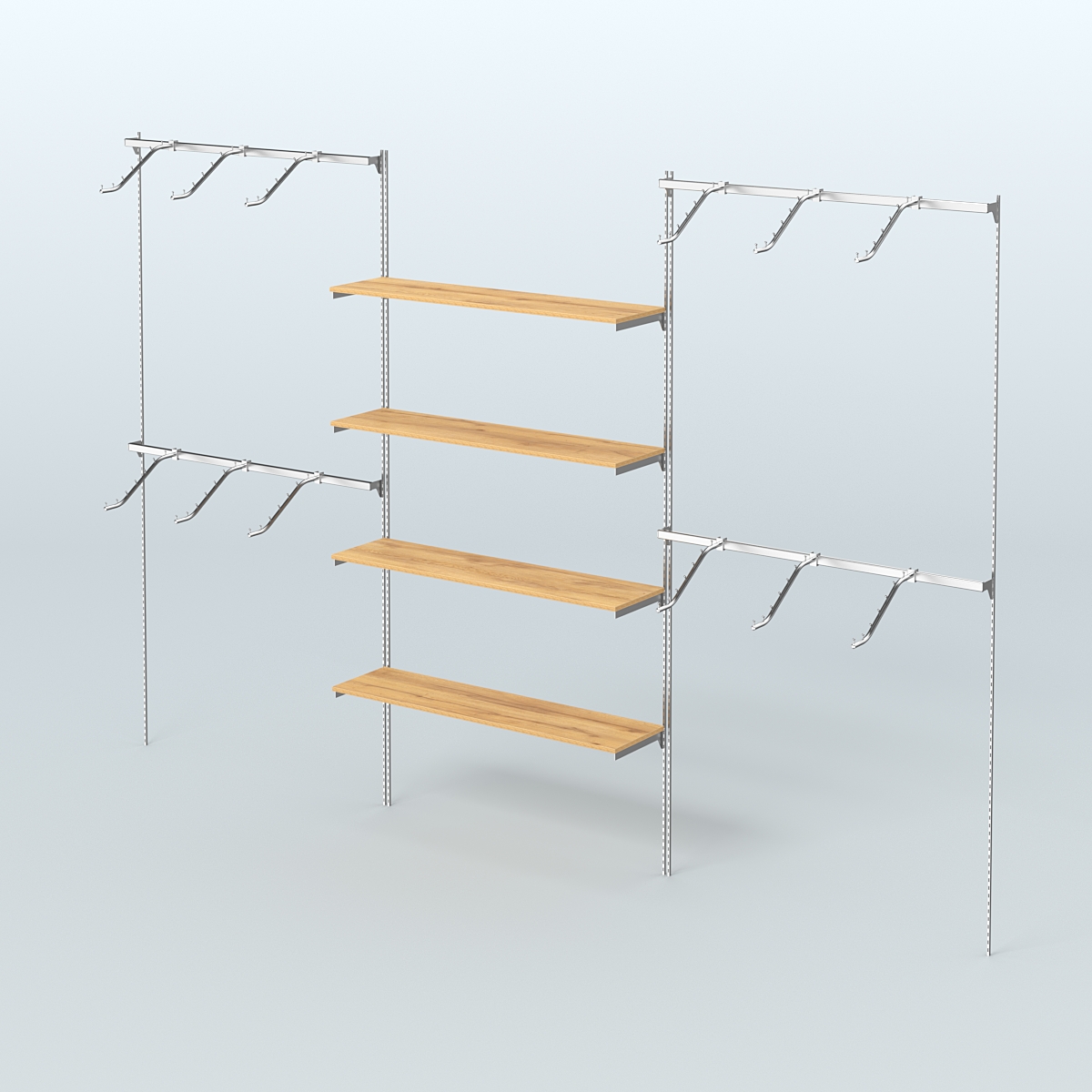 Neo Fix №3 с полками из ДСП и поручнями из хрома (3600 мм) Дуб Золотистый