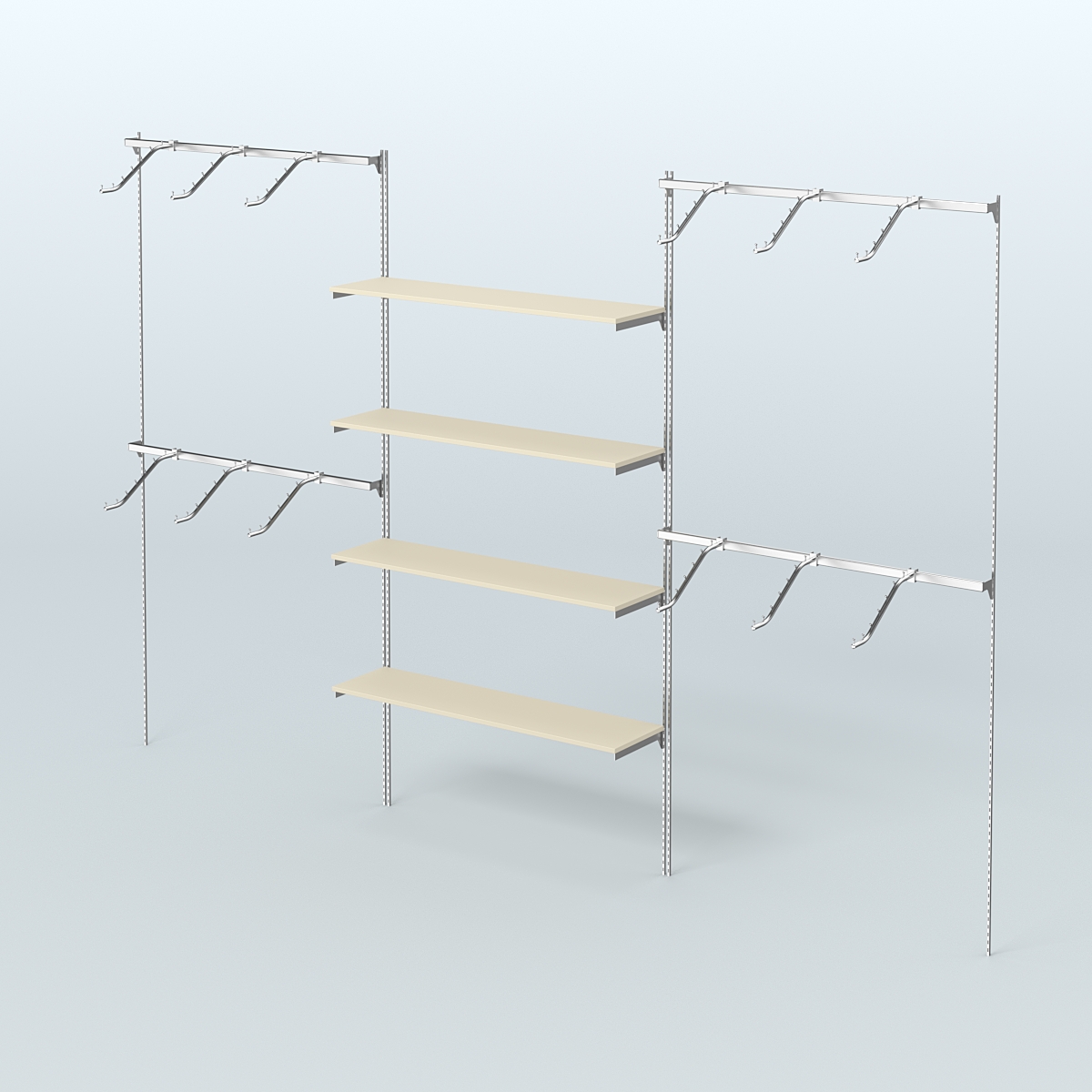 Neo Fix №3 с полками из ДСП и поручнями из хрома (3600 мм) Крем Вайс