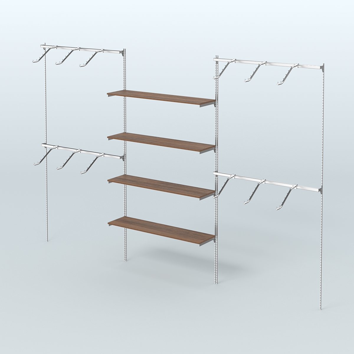 Neo Fix №3 с полками из ДСП и поручнями из хрома (3600 мм) Орех