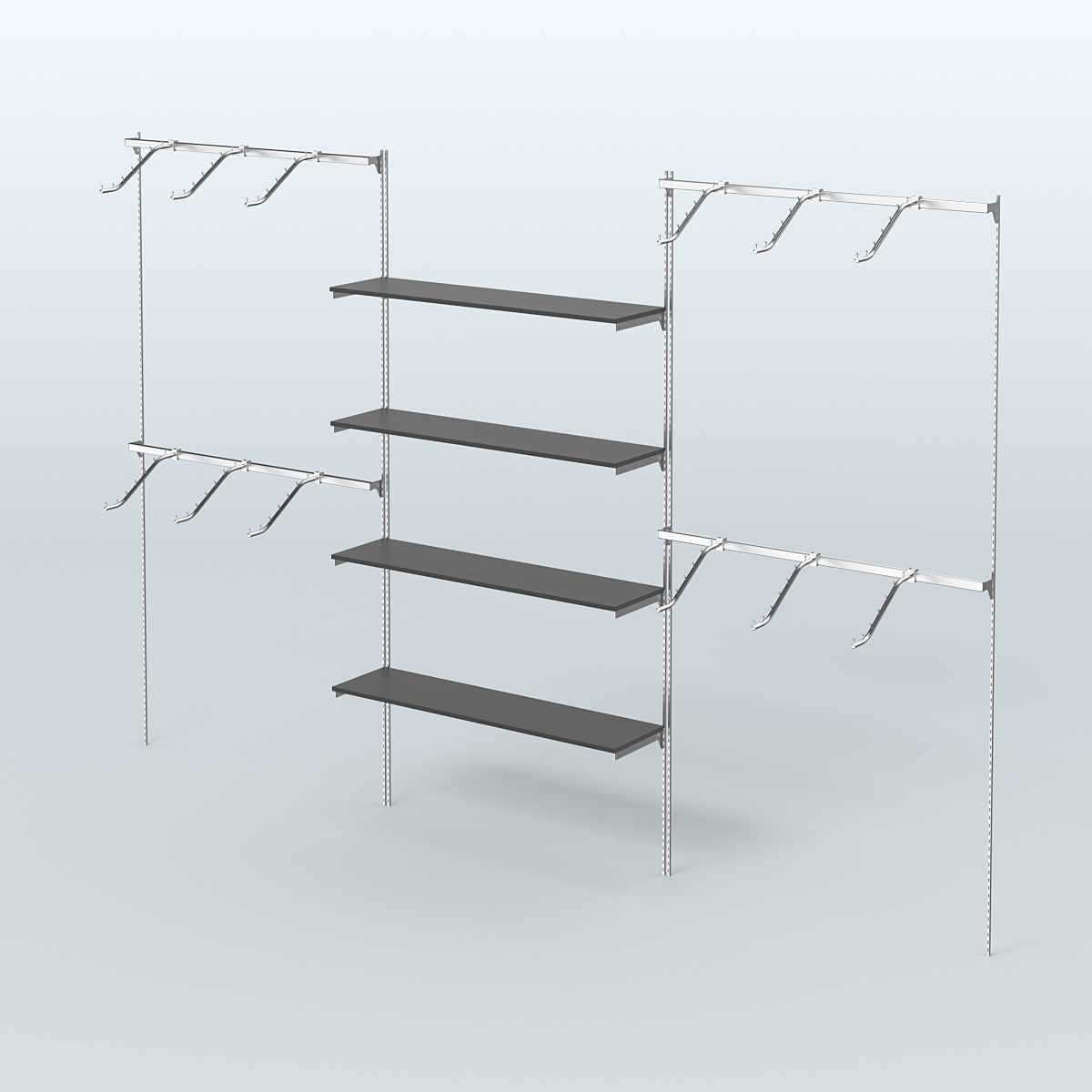 Neo Fix №3 с полками из ДСП и поручнями из хрома (3600 мм) Черный