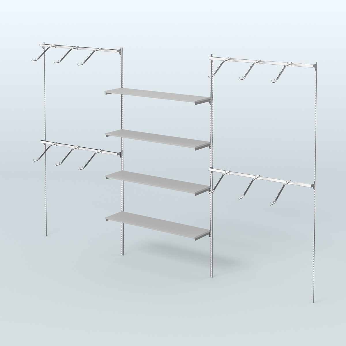 Neo Fix №3 с полками из ДСП и поручнями из хрома (3600 мм) Темно-Серый