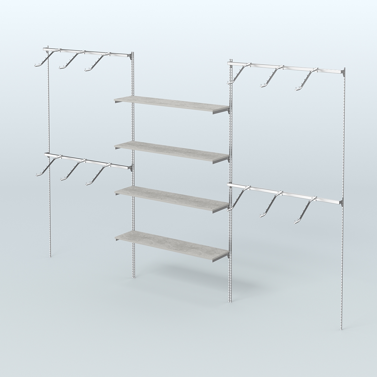 Neo Fix №3 с полками из ДСП и поручнями из хрома (3600 мм) Метрополитан Грей