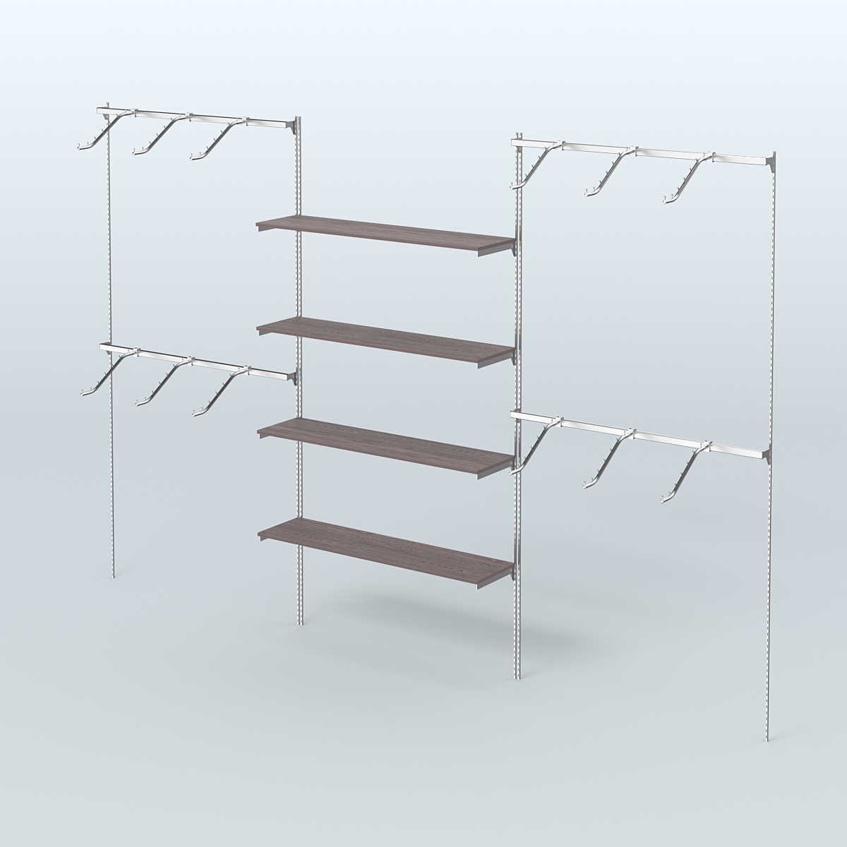 Neo Fix №3 с полками из ДСП и поручнями из хрома (3600 мм) Ясень Анкор темный