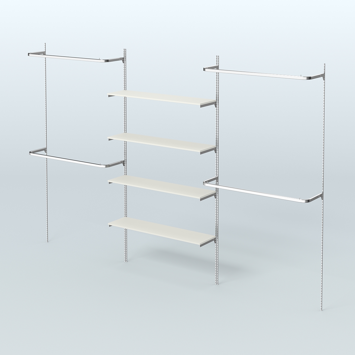 Neo Fix №5 с полками из ДСП и П-образными поручнями (3600 мм) Белый