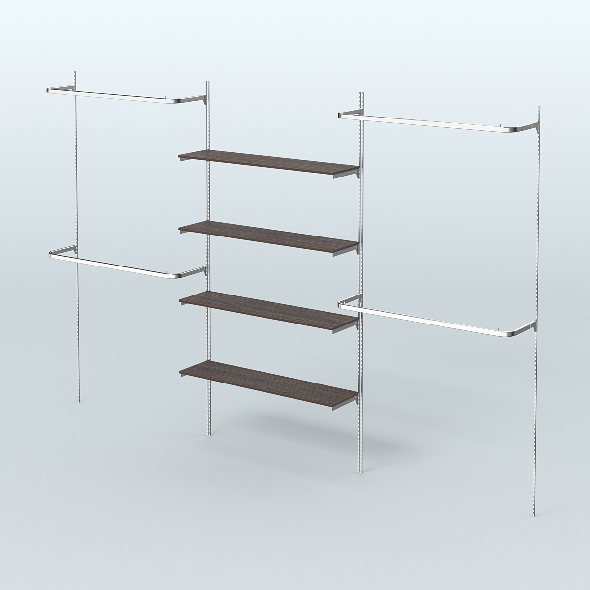 Neo Fix №5 с полками из ДСП и П-образными поручнями (3600 мм) Дуб Венге