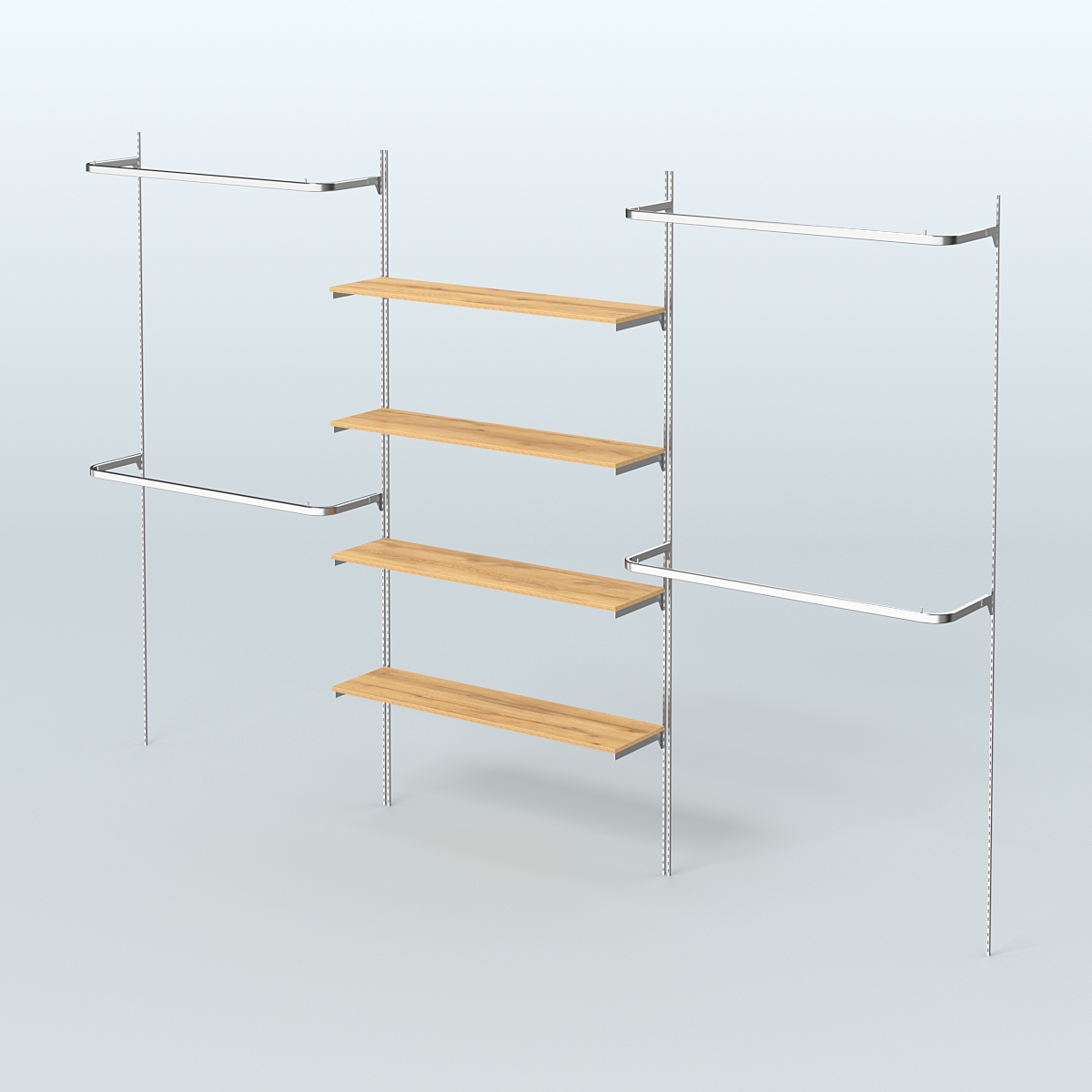 Neo Fix №5 с полками из ДСП и П-образными поручнями (3600 мм) Дуб Золотистый