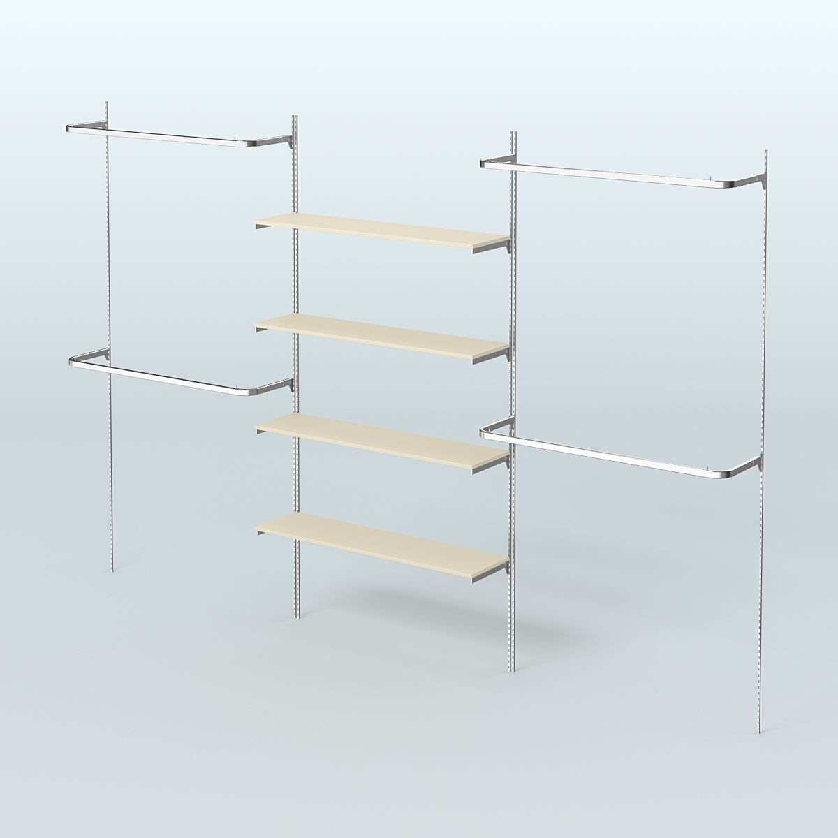 Neo Fix №5 с полками из ДСП и П-образными поручнями (3600 мм) Крем Вайс