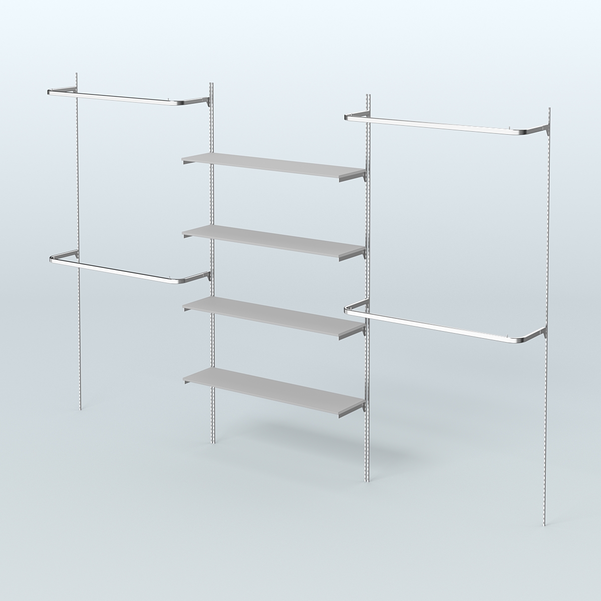 Neo Fix №5 с полками из ДСП и П-образными поручнями (3600 мм) Серый