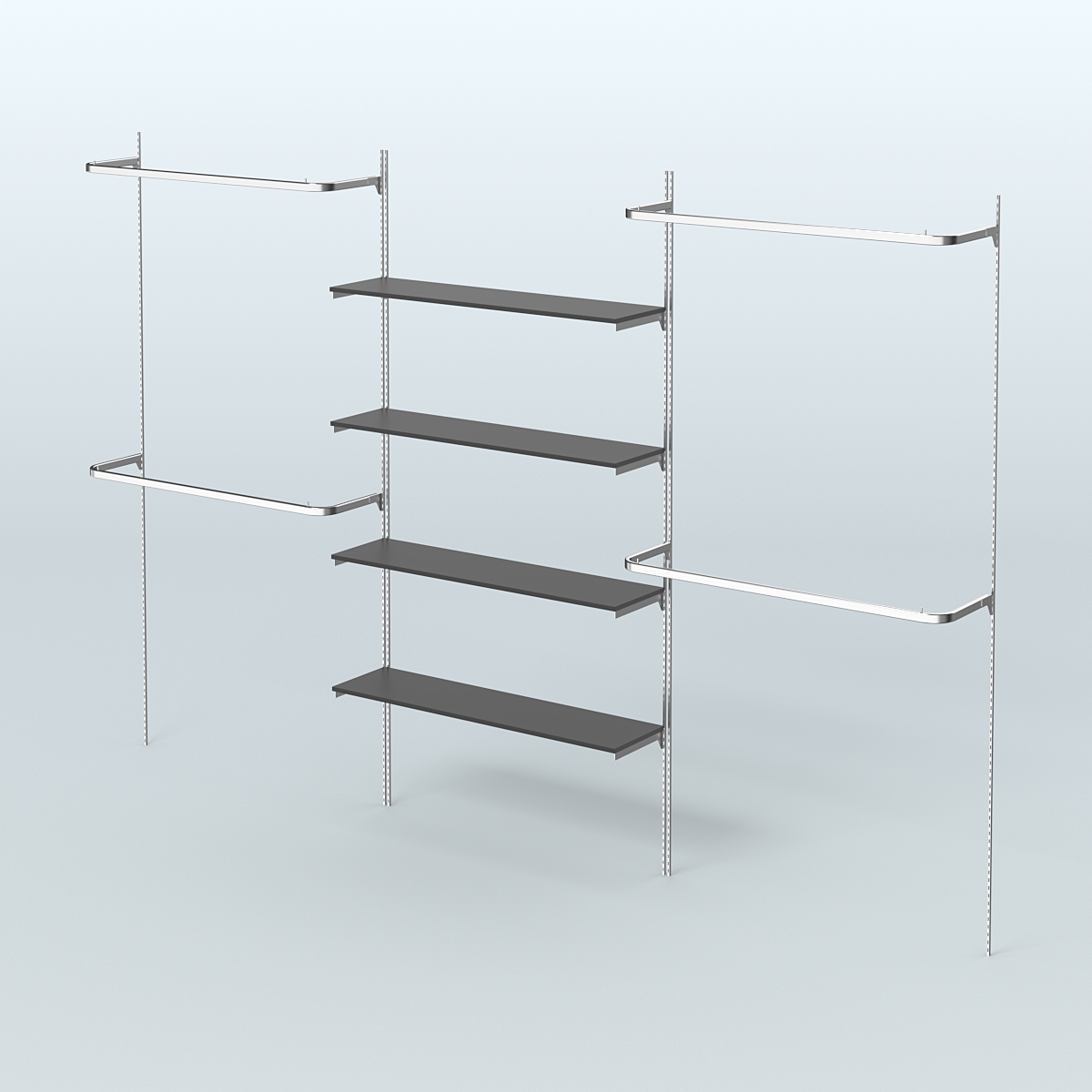 Neo Fix №5 с полками из ДСП и П-образными поручнями (3600 мм) Черный