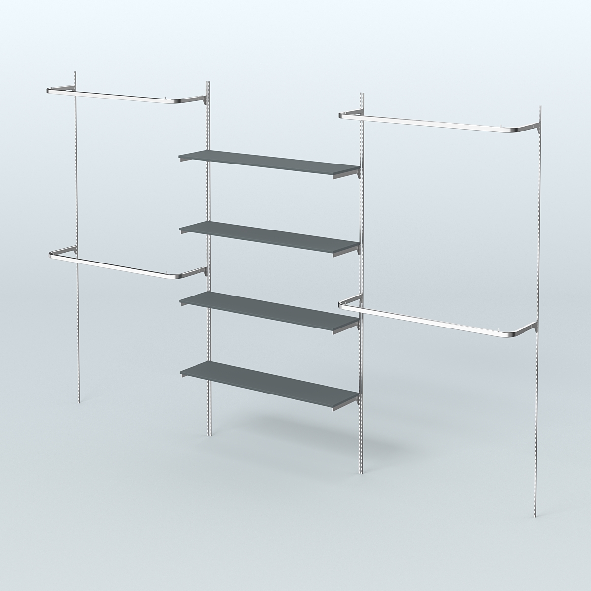 Neo Fix №5 с полками из ДСП и П-образными поручнями (3600 мм) Темно-Серый