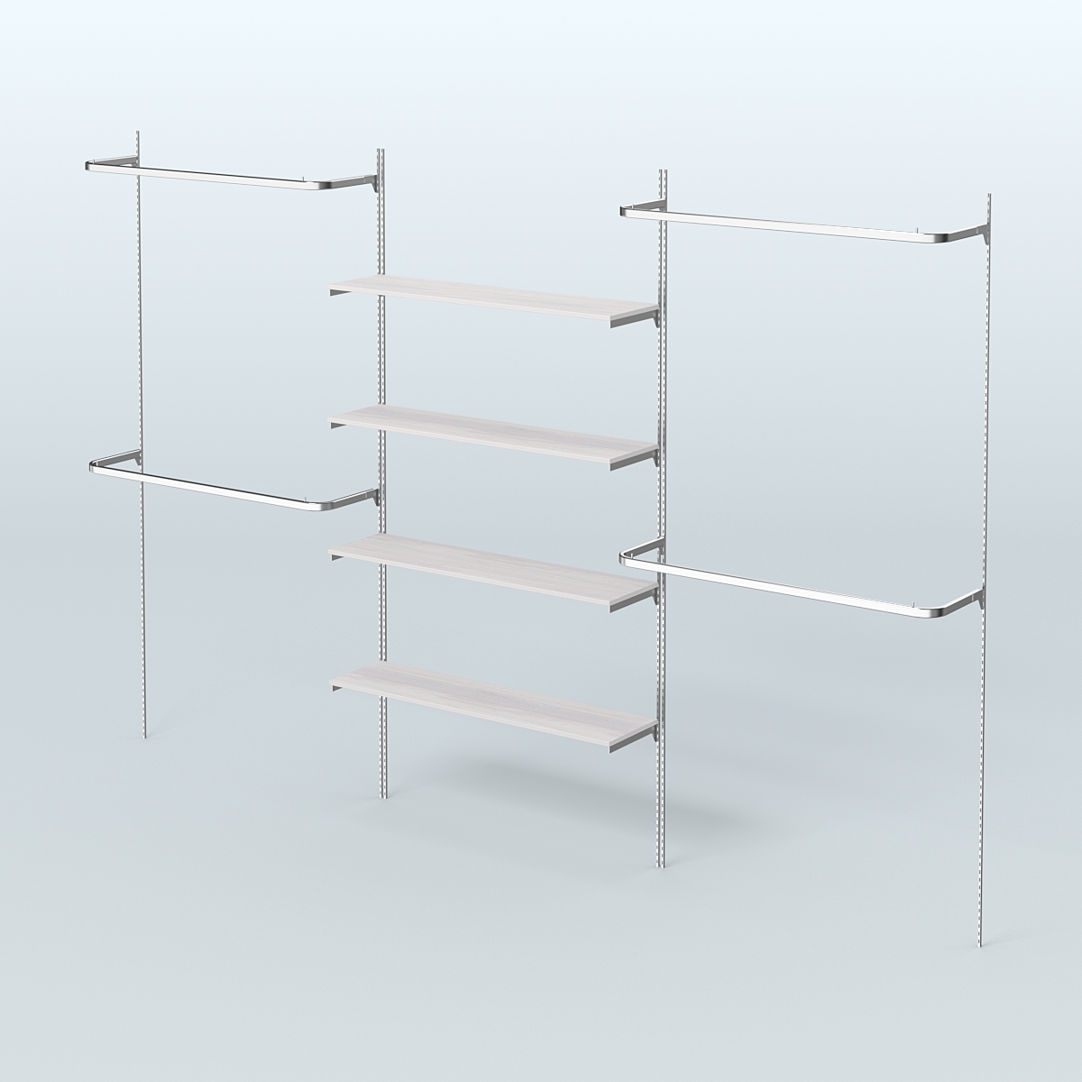 Neo Fix №5 с полками из ДСП и П-образными поручнями (3600 мм) Ясень Анкор светлый