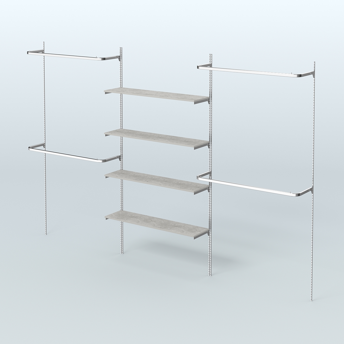 Neo Fix №5 с полками из ДСП и П-образными поручнями (3600 мм) Метрополитан Грей