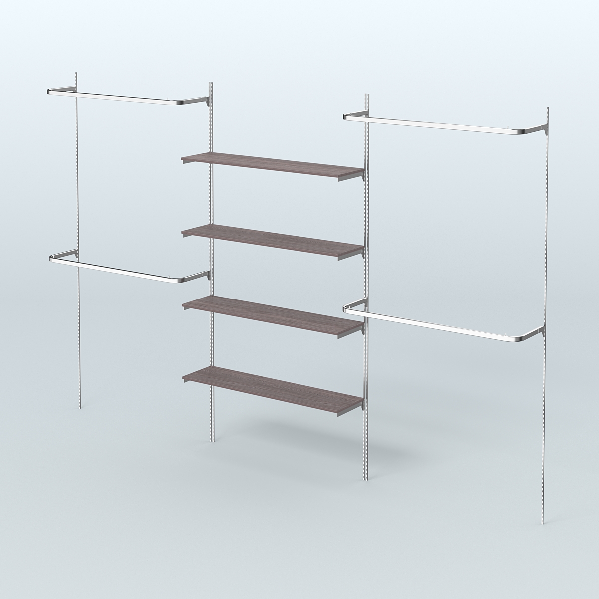 Neo Fix №5 с полками из ДСП и П-образными поручнями (3600 мм) Ясень Анкор темный