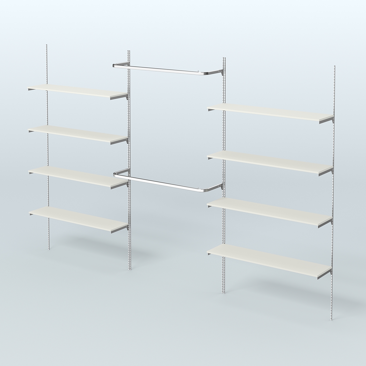 Neo Fix №7 с открытыми полками из ДСП и поручнями (3600 мм) Белый